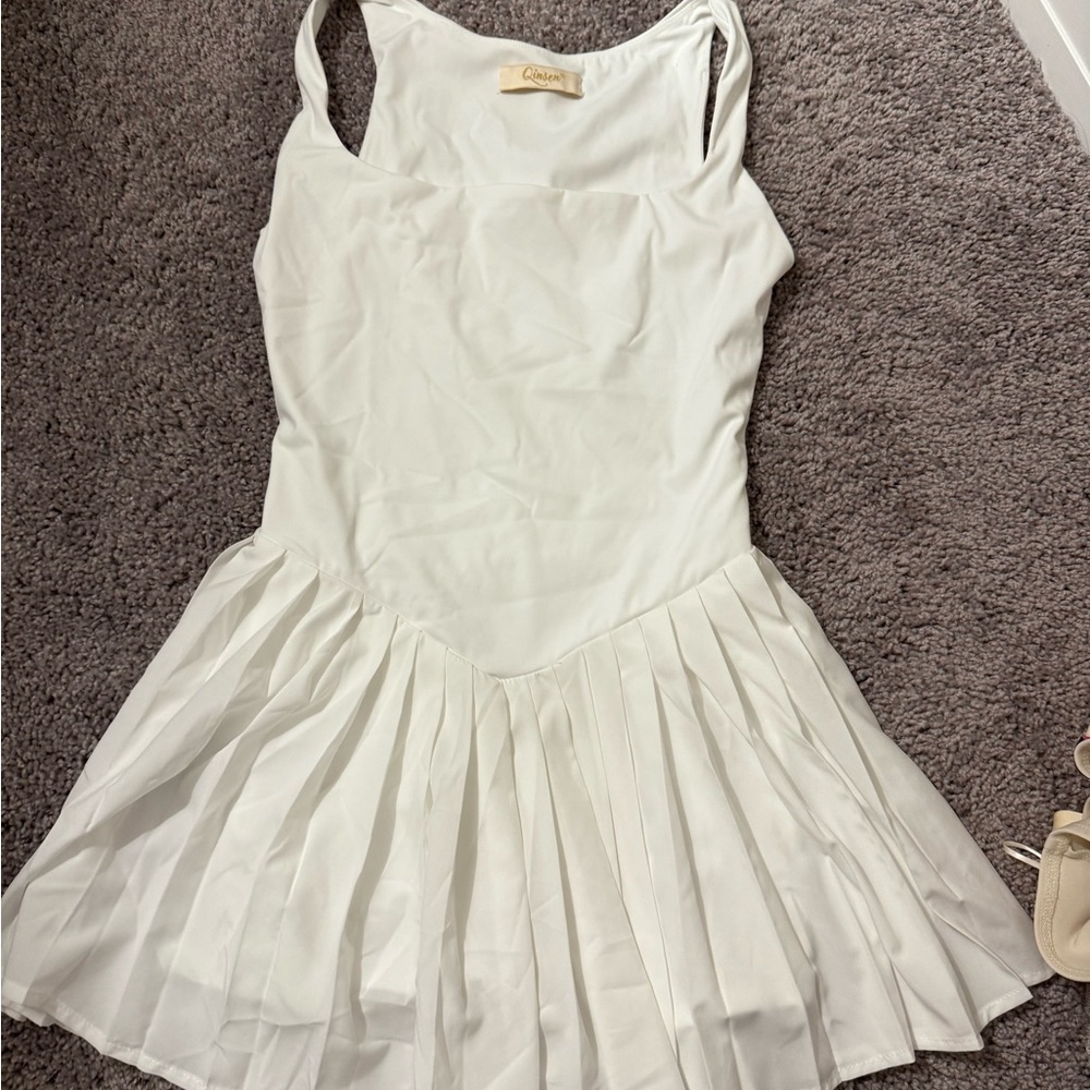 White Pleated Dress